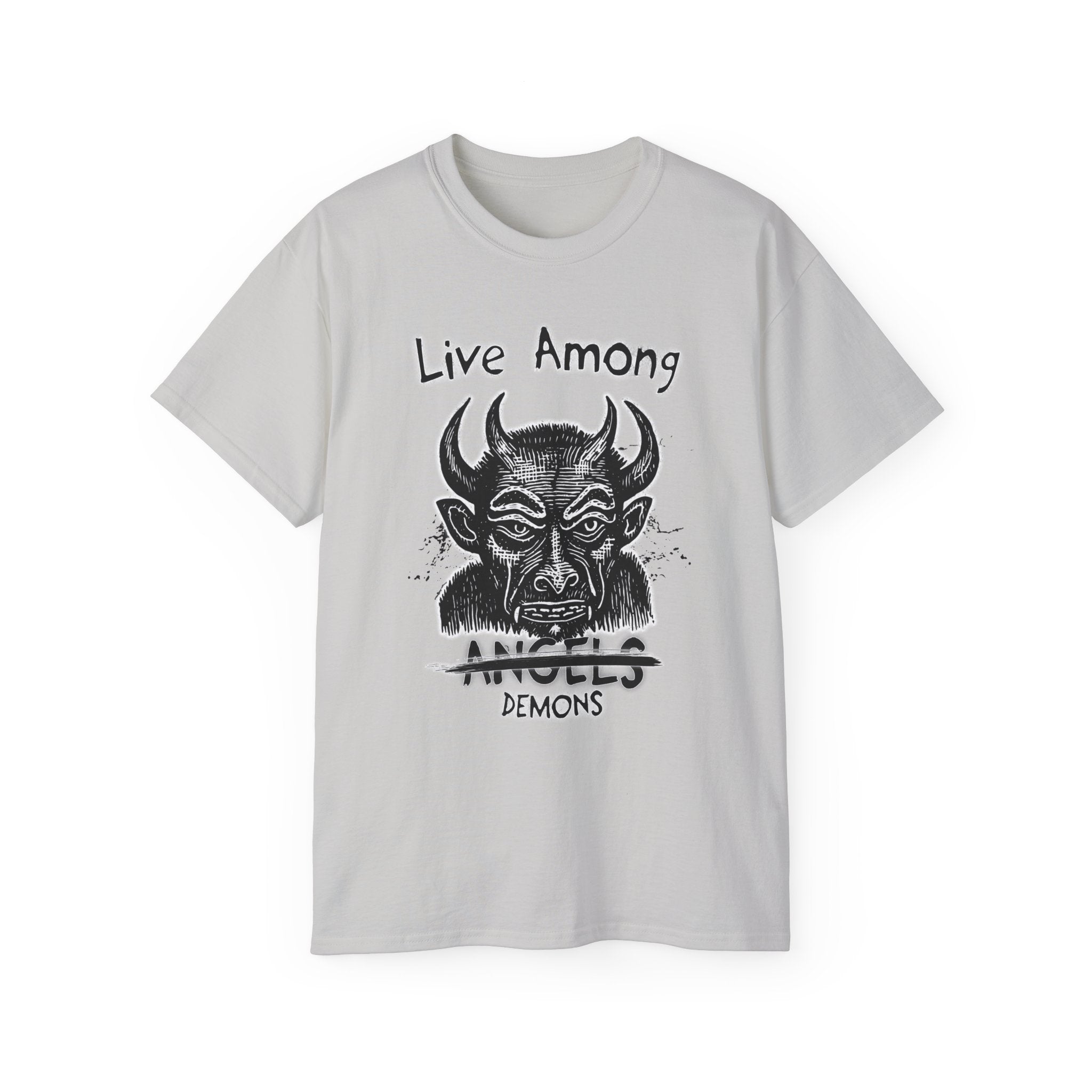 Live Among Demons - Unisex Cotton Tee (Front) - Damned Threads